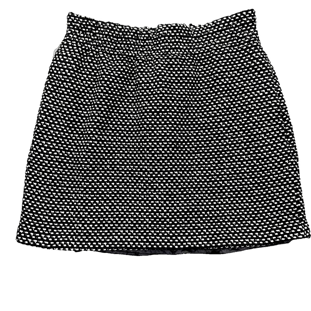 J. Crew Black/White Mini Skirt with Expandable Waist Band Size 4 Boho